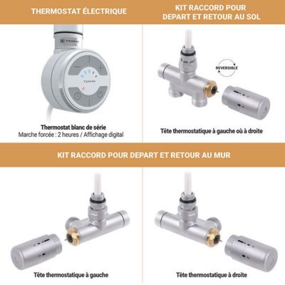 Sèche-serviette mixte blanc de 1580mm de haut et 500mm de large - 946 Watt - POL1580/500SOAV2B