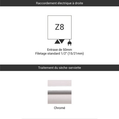 Sèche-serviette mixte chromé de 1140mm de haut / 300mm de large - 242 Watt - LIM1140/300Z8CRO