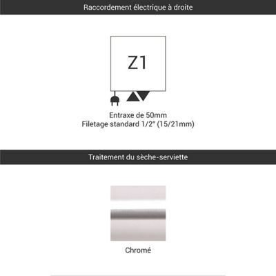 Sèche-serviette mixte chromé de 540mm de haut / 300mm de large - 126 Watt - ALE540/300Z1CRO