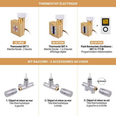 Sèche-serviette mixte doré - HxL 500x300 mm - 100 Watts - 144 Watt - LIM500-300V2BRA