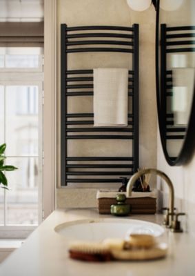 Sèche-serviette mixte noir de 1380 mm de haut de 600 mm de large - 696 Watt - LEN1380/600Z1N