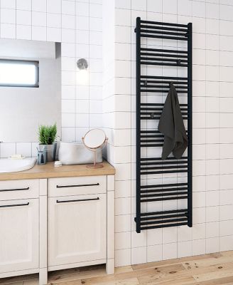 Sèche-serviette mixte noir de 1620mm de haut et 400mm de large - 573 Watt - FIO1620/400V2N
