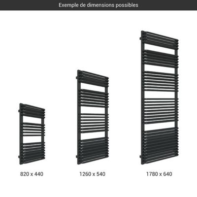 Sèche-serviette mixte noir de 820mm de haut et 440mm de large - 545 Watt - TYT820/440Z8N