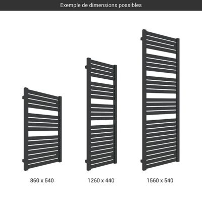 Sèche-serviette mixte noir de 860mm de haut et 440mm de large - 351 Watt - MAN860/440Z1N
