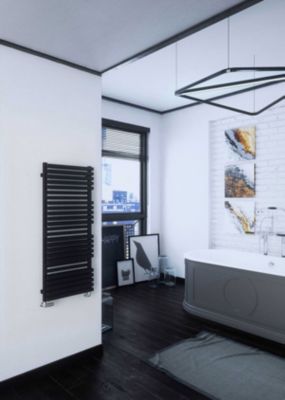 Sèche-serviette mixte noir - (HxL) 1185x600 mm - 1200 Watts - 1071 Watt - QUA1185-600BSOAV2N