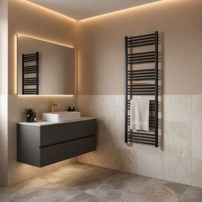 Sèche-serviette mixte noir - (HxL) 1620x400 mm - 600 Watt - 573 Watt - FIO1620-400V2N