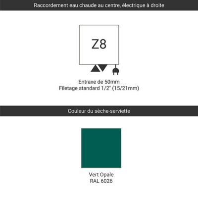 Sèche-serviette mixte vert de 600mm de haut et 500mm de large - 217 Watt - SIM600/500Z86026