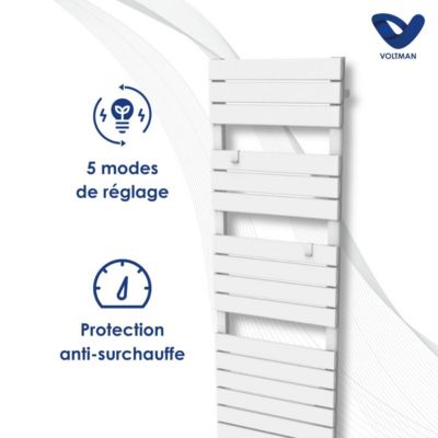 Sèche-serviette soufflant 1000W + 750W - blanc - Voltman