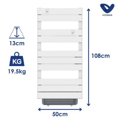 Sèche-serviette soufflant 1000W + 750W - blanc - Voltman