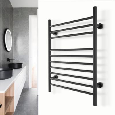 Sèche-serviettes électrique noir 150W WarmlyYours, Dimensions: 81.2cm x 60 cm