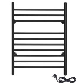 Sèche-serviettes électrique noir avec cordon électrique noir 150W WarmlyYours, Dimensions: 81.2cm x 60 cm