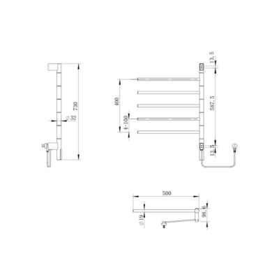 Sèche-serviettes Noir 5 branches pivotantes FLEXICO - bain-bain