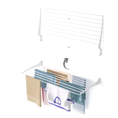 Séchoir alu mural blanc pliant 116x50x10cm Foxydry Fold 120