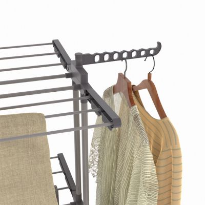 Séchoir à linge vertical pliable et extensible 3 niveaux MAXI capacité 40M inox et gris