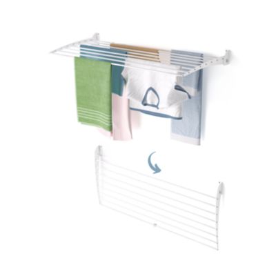 Séchoir mural blanc alu bas 116x50x10cm pliant Fold 120