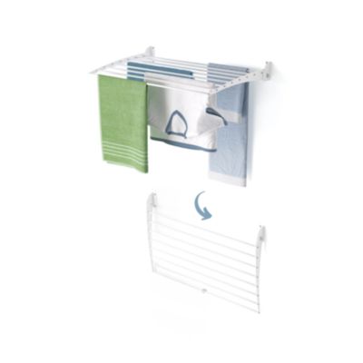 Séchoir mural blanc alu pliant bas 82x50x10cm Fold Down 80