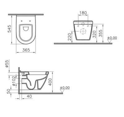 S50 Cuvette avec bride + Abattant avec frein de chute Duroplast