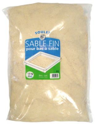 Sable fin blanc lavé et séché pour bac à sable 15 kg, Soulet