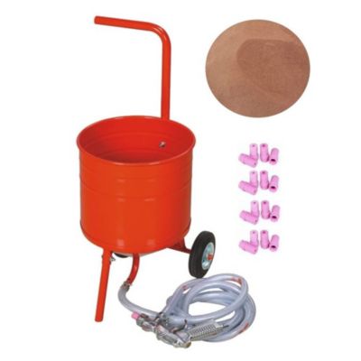 Sableuse Aérogommeuse mobile sur Roulettes 31.50L 50lb 23kg + 20 Buses + Sac 20kg Abrasif Garnet 200A+
