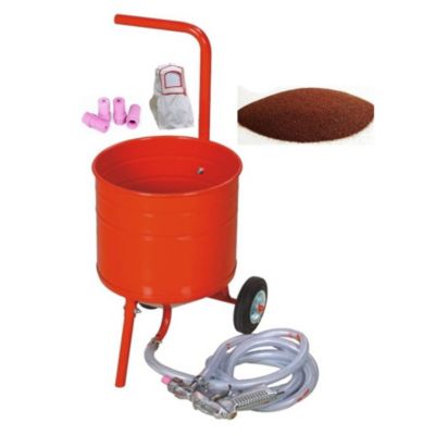 Sableuse Aérogommeuse mobile sur Roulettes 31.50L 50lb 23kg + Sac 20kg Abrasif Garnet 80A+