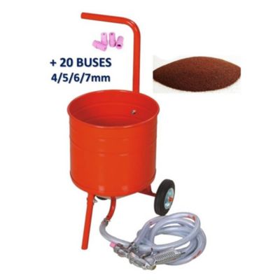 Sableuse Aérogommeuse mobile sur Roulettes 56.70L 90lb 41kg + Sac 20kg Abrasif Garnet 80A+