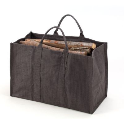 Sac à bûches en toile de jute Dixneuf Natureo gris