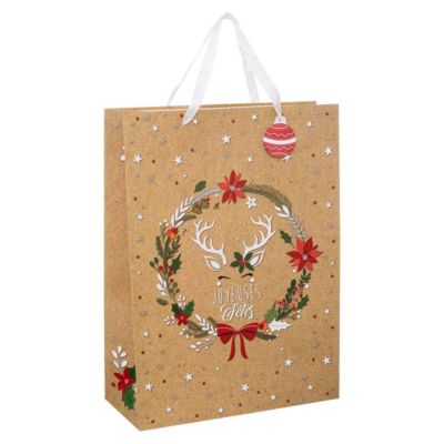 Sac cadeau grande taille kraft - feeric lights & christmas