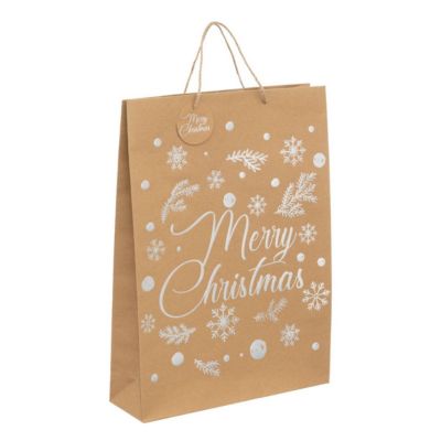 Sac cadeau holographique grande taille kraft - feeric lights & christmas