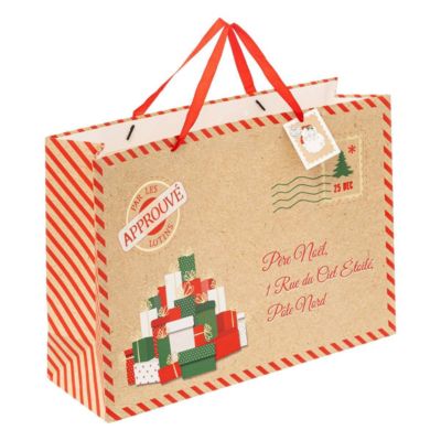 Sac cadeau imprimé grande taille cher père noël - feeric lights & christmas