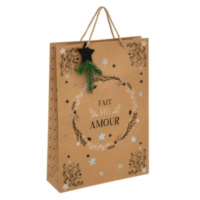 Sac cadeau kraft paillettes + métal - feeric lights & christmas