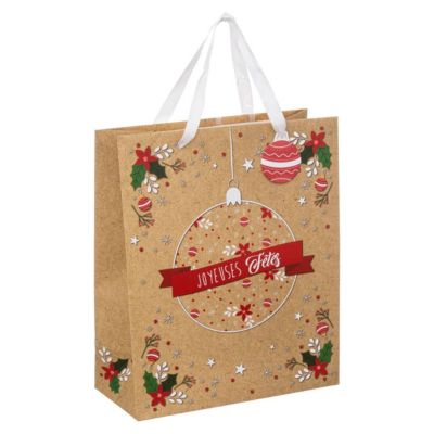 Sac cadeau moyenne taille kraft - feeric lights & christmas