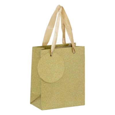 Sac cadeau paillettes taille mini doré - feeric lights & christmas