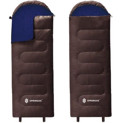 Sac de couchage rectangulaire - SPRINGOS - Marron - 80 x 220 cm - Isolation thermique efficace - 1500 g