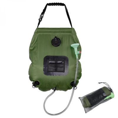 Sac de douche solaire 20 L pour camping ou jardin - Vert kaki - Linxor
