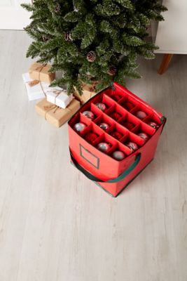 Boîte De Rangement Pour Boules De Noël Relaxdays, 128 Boules, HxLxP : 37x73x36 Cm, Plastique, Transparente/rouge - Maison