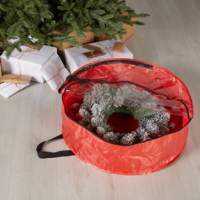 Sac de rangement PVC pour couronne de Noël Ø59 x P.20 cm rouge
