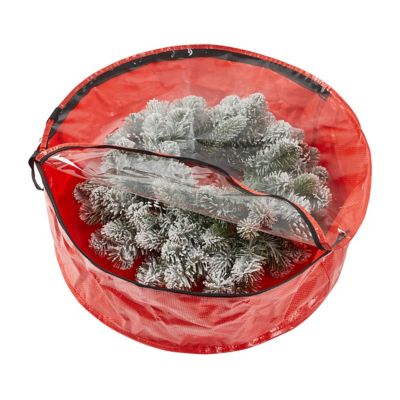 Sac de rangement PVC pour couronne de Noël Ø59 x P.20 cm rouge