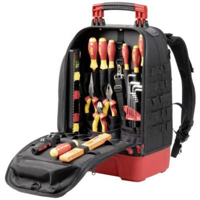 Sac à dos d'outils pour électricien 27 pièces, compartiment PC 16" - 385 x 260 x 530 mm