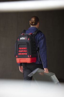 Sac à dos d'outils pour électricien 27 pièces - ouverture 1/3, coque stable, compartiment PC - 45528