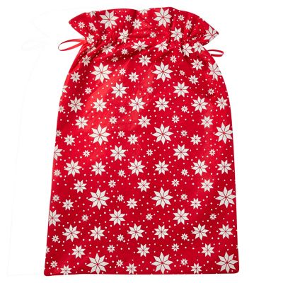 Sac hotte Noël rouge étoiles blanches l.50 x H.80 cm