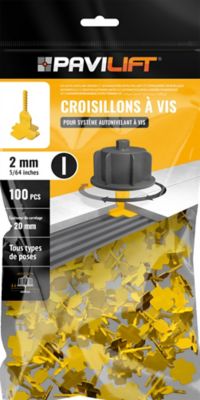 1000 croisillons à vis jaune droite en I autonivelant 2mm Pavilift® -  Sols et Bains de la Dune