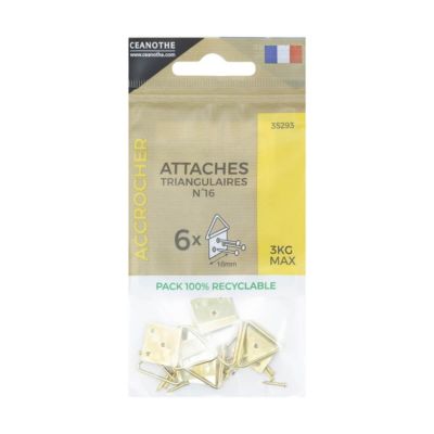 Sachet de 6 attaches triangulaires brio 16 mm pour 3 kg - Marque Française