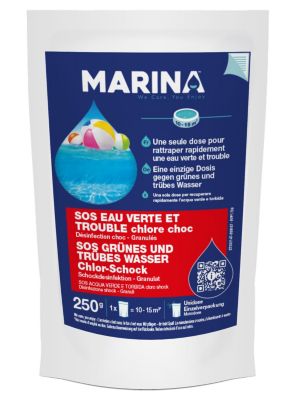 Sachet unidose SOS eau verte et trouble chlore choc 10-15m3 Marina