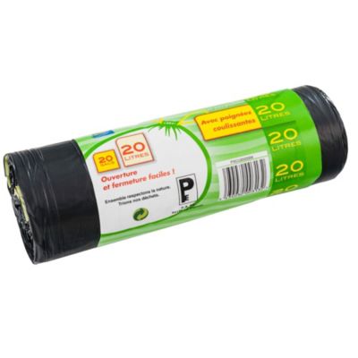 Sacs poubelle 20l poignées coulissantes