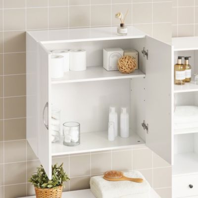 Salle de Bain Suspendue Placard Commode Murale, 2 Portes, FRG231-W, SoBuy