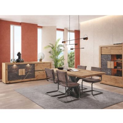 Salle à manger complète avec LED RACHA (table + buffet LED)