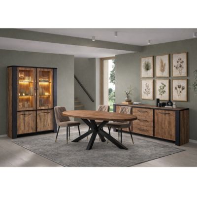 Salle manger complète LED en bois avec table ovale SAMANTHA | Castorama