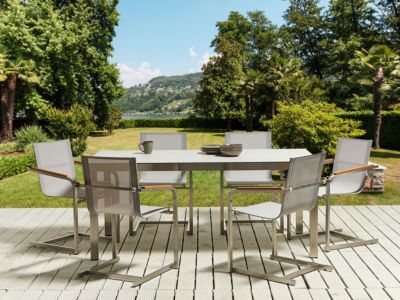 Salle à manger de jardin 6 places COSOLETO Verre de sécurité Blanc