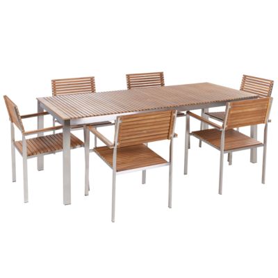 Salle à manger de jardin 6 places VIAREGGIO Marron Bois de teck certifié
