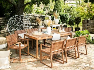 Salle à manger de jardin 8 places SASSARI Acacia Marron
